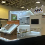 Custom exhibition stand design at a busy trade show event