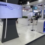 Custom trade show booth constructed by an exhibition booth construction company in Orlando